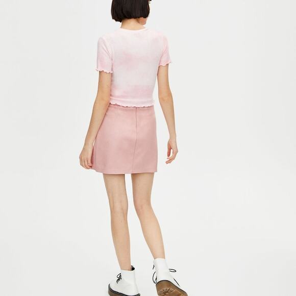 Pull&Bear Pink Faux Suede Mini Skirt - Picture 3 of 5